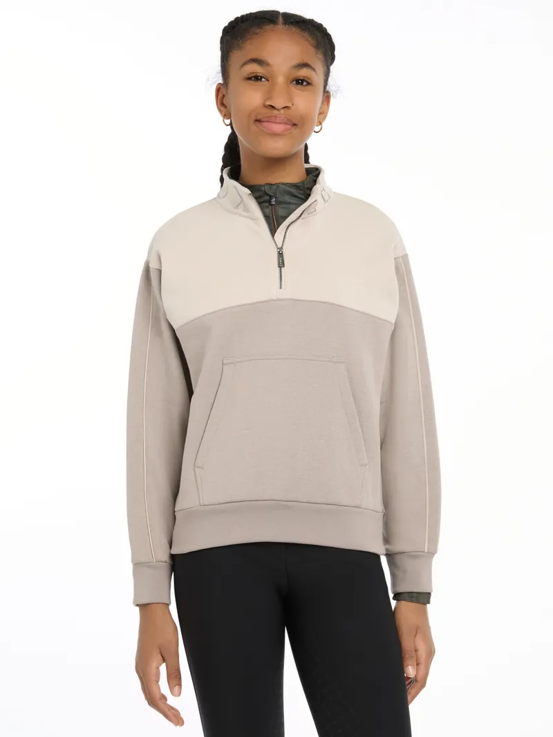 LeMieux Young Rider Kate Quarter Zip Sweater Ash/Stone-1