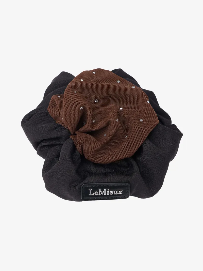 LeMieux Scrunchie With Crystal Hair Net Black/Brown-1