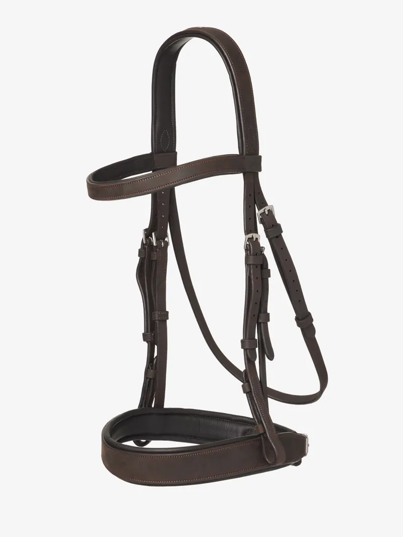 LeMieux Flat Hunter Bridle With Laced Reins Havana/Silver