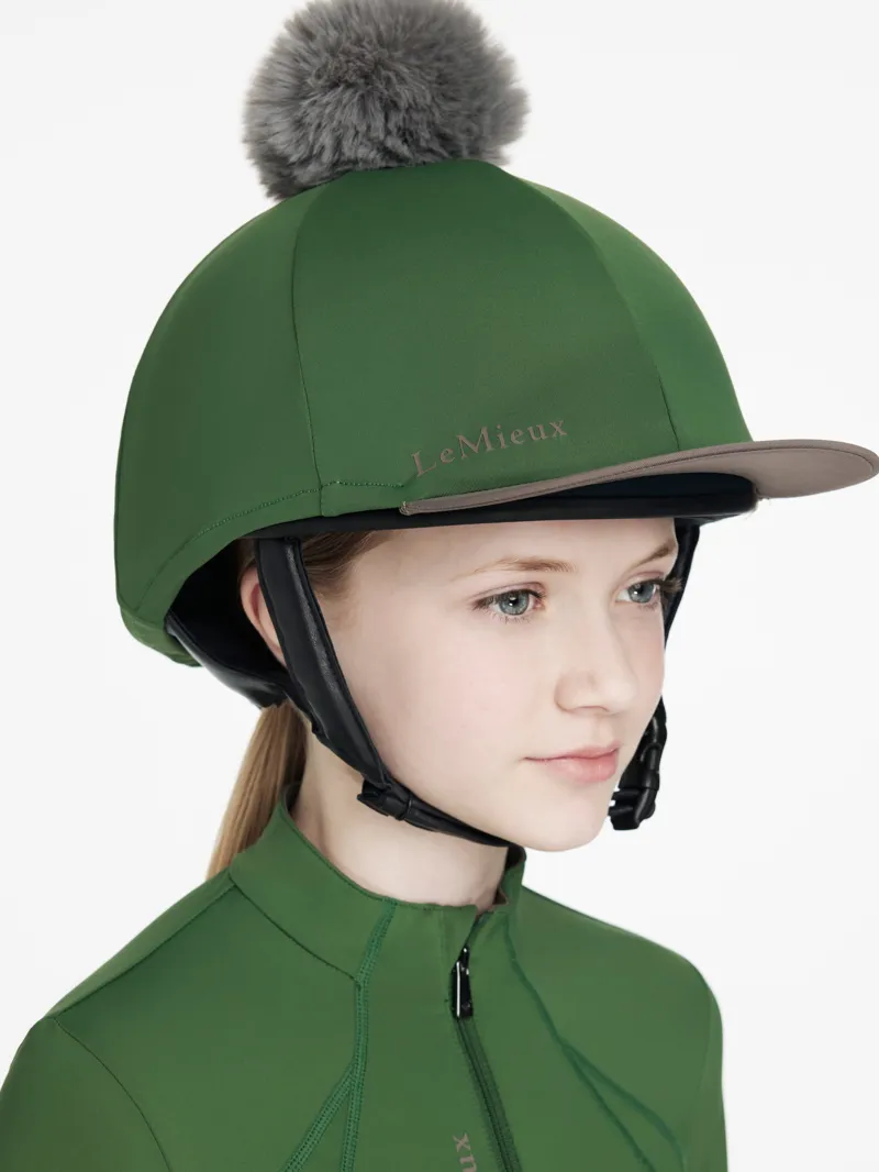 LeMieux Classique Pom Hat Silk Hunter Green-3