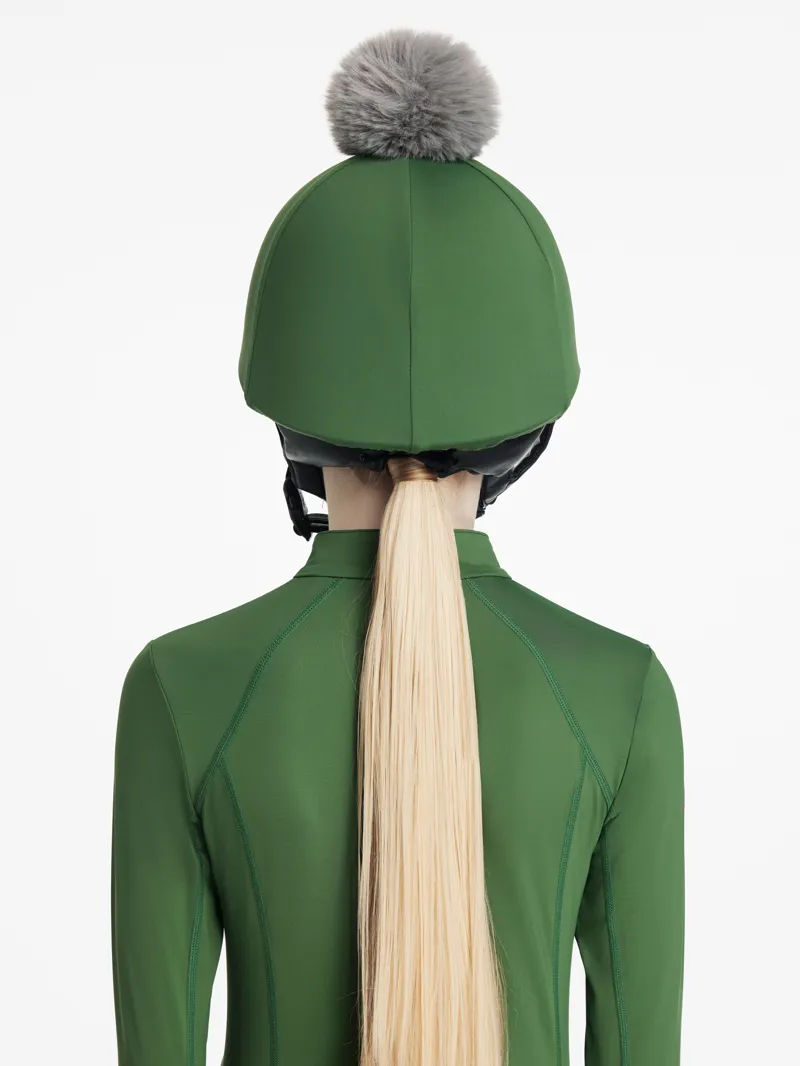 LeMieux Classique Pom Hat Silk Hunter Green-4