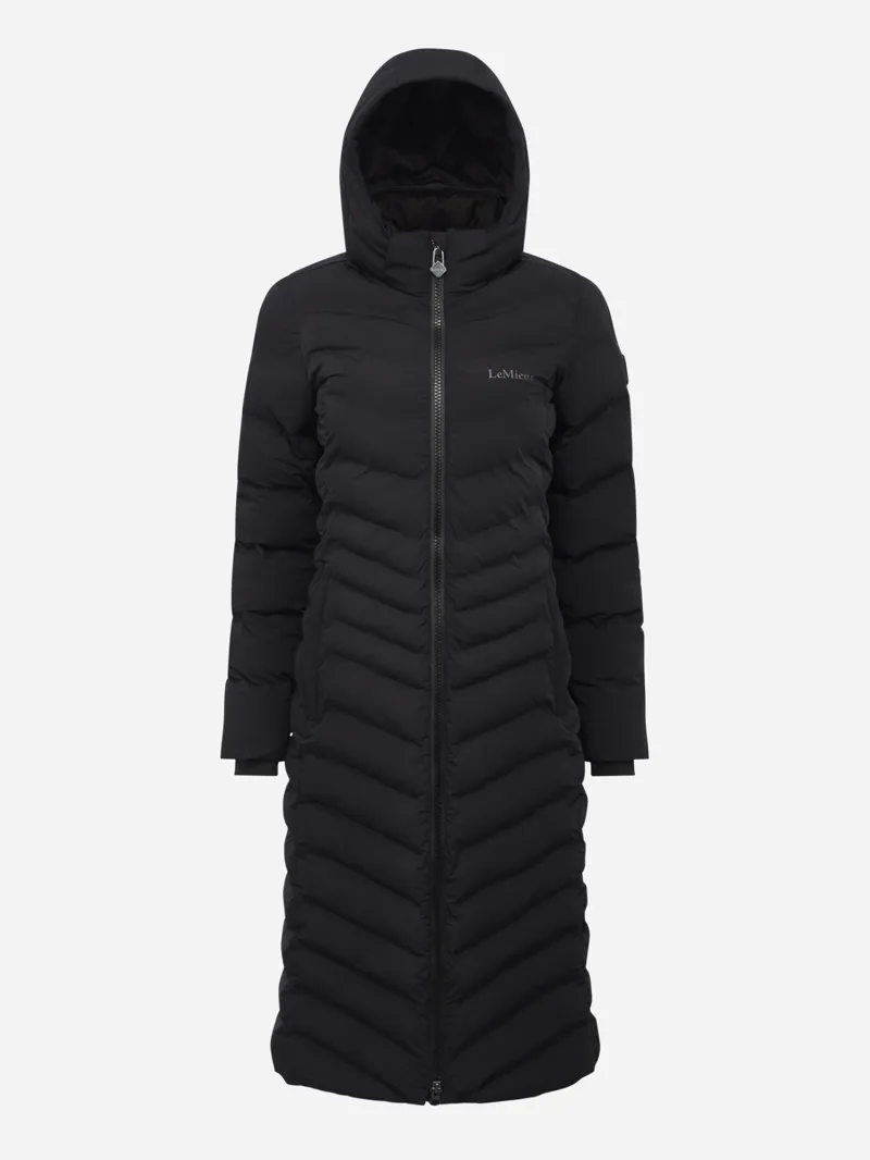 LeMieux Womens Hayley Water Resistant Longline Puffer Coat Black-6