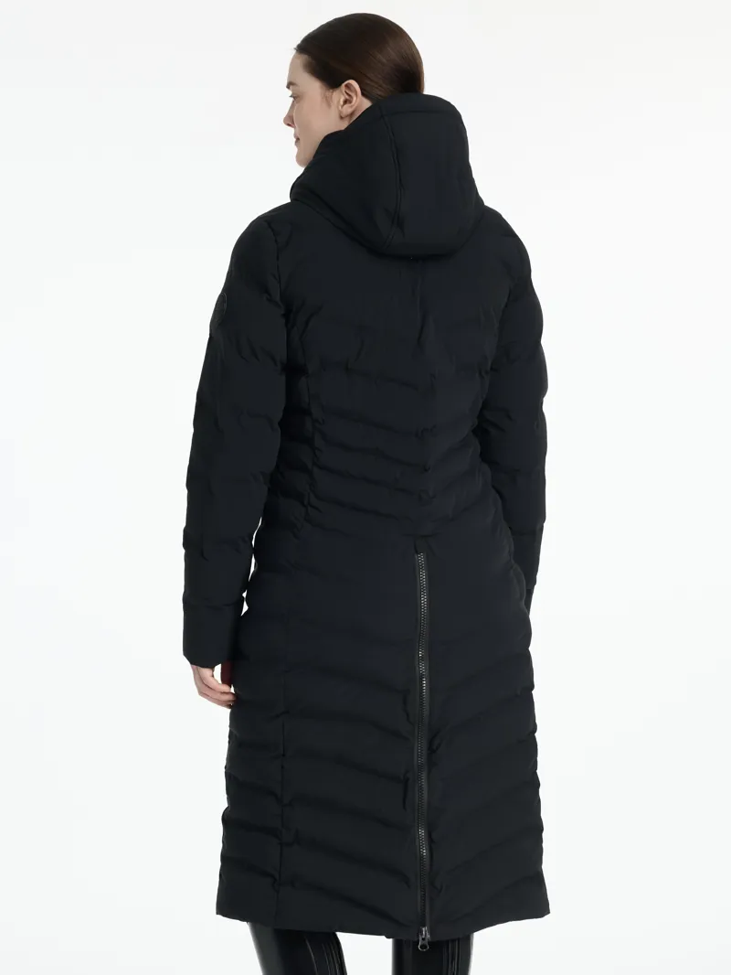 LeMieux Womens Hayley Water Resistant Longline Puffer Coat Black-1