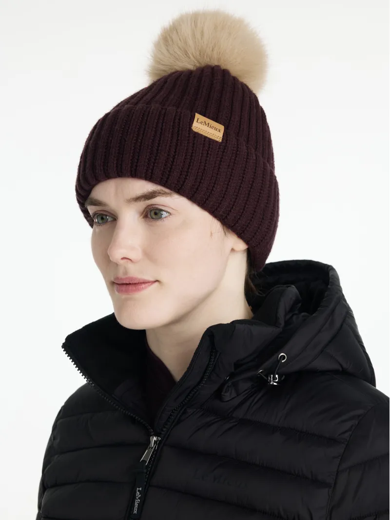 LeMieux Ladies Clara Rib Beanie Damson-1