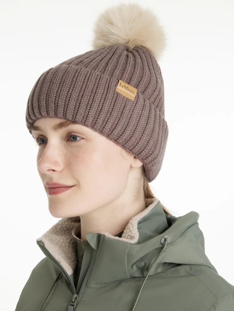 LeMieux Ladies Clara Rib Beanie Walnut-1
