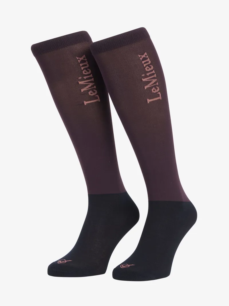 LeMieux Ladies Competition Socks 2 Pack Damson-1