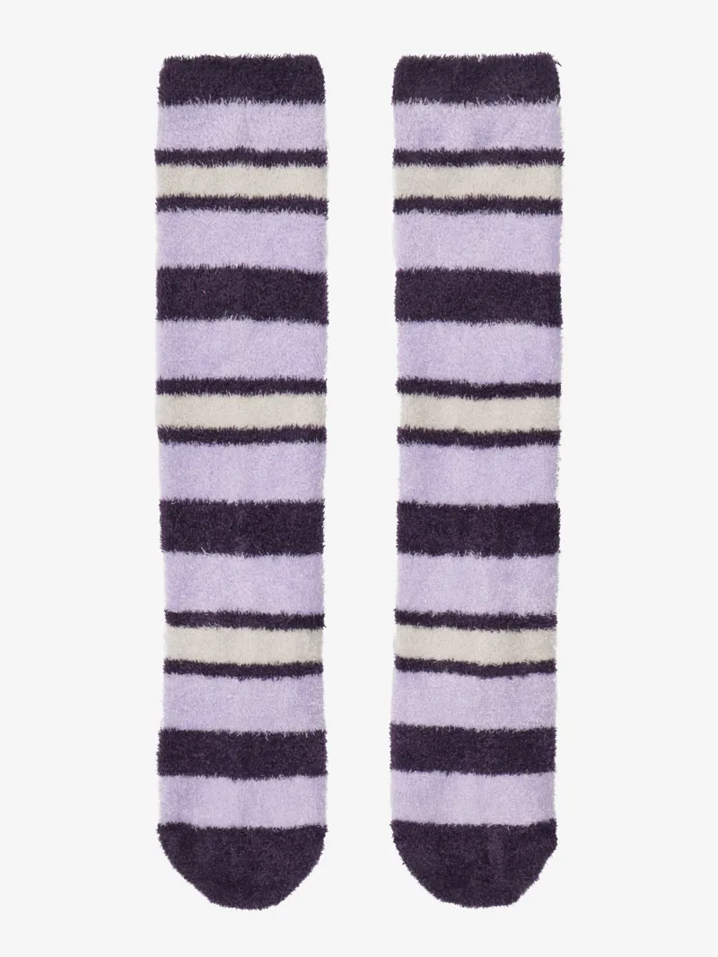 LeMieux Womens Sabrina Stripe Fluffies Socks Lilac-1