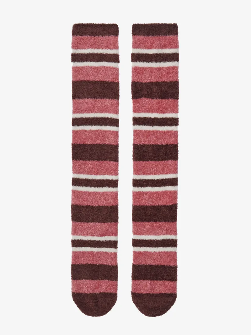 LeMieux Womens Sabrina Stripe Fluffies Socks Cranberry-1