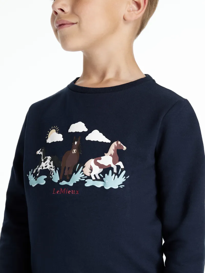 LeMieux Mini Poppy Long Sleeve Top Navy-2