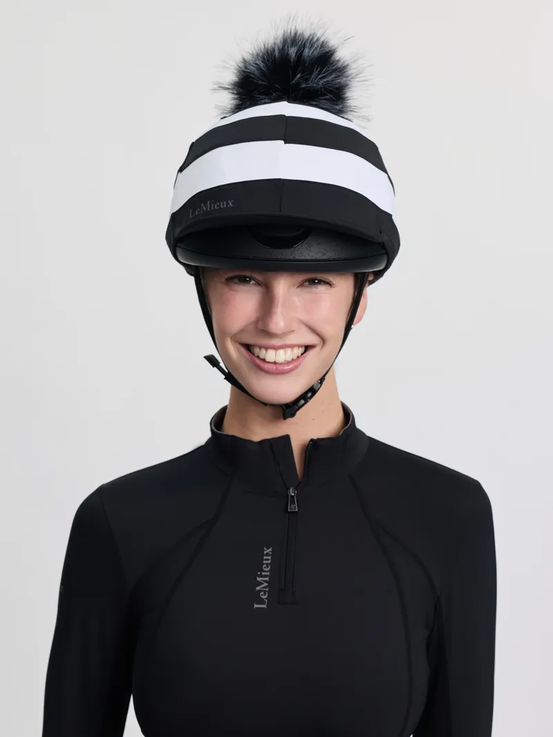 LeMieux Derby Pom Hat Silk in Black-2