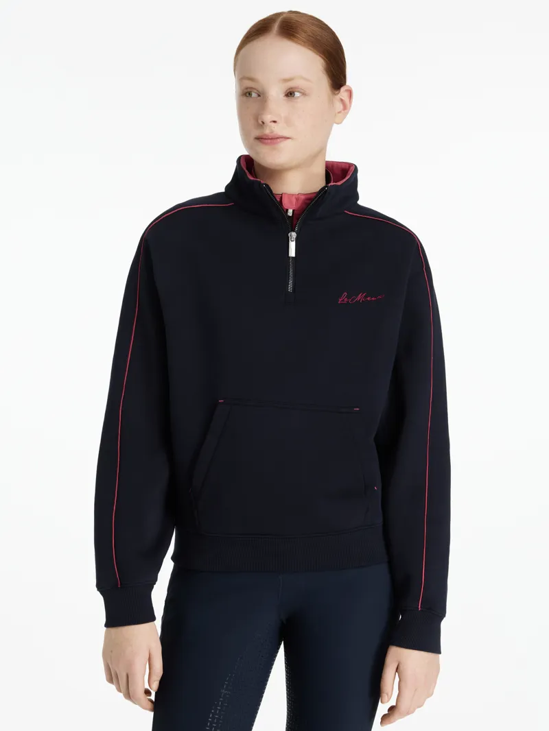 LeMieux Young Rider Kate Quarter Zip Sweat Navy/Cranberry
