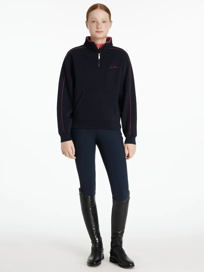 LeMieux Young Rider Kate Quarter Zip Sweat Navy/Cranberry-3