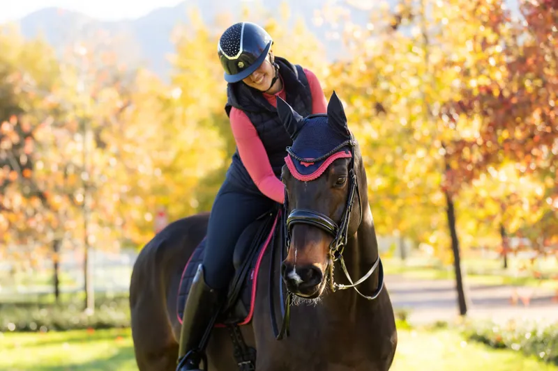 LeMieux Loire Fly Hood Navy/Cranberry-1