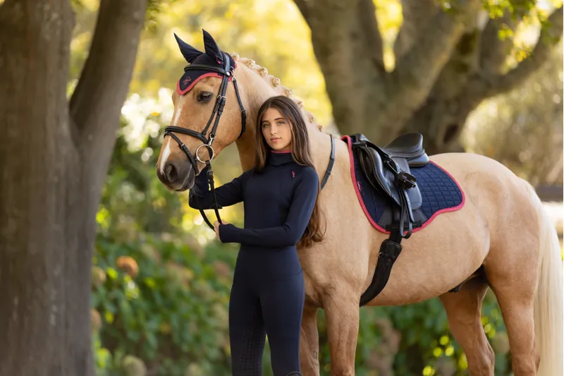 LeMieux Suede GP Square Navy/Cranberry-1