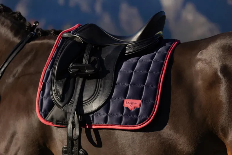 LeMieux Loire Classic Dressage Square Navy/Cranberry-3