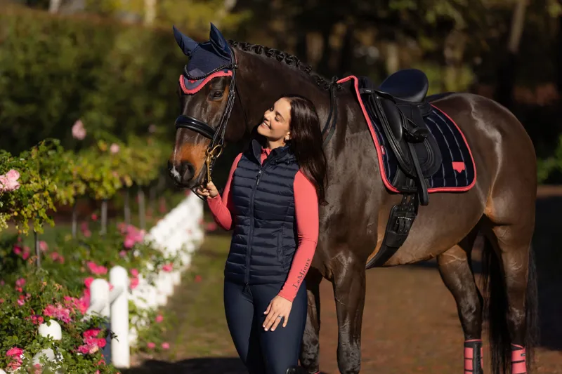 LeMieux Loire Classic Dressage Square Navy/Cranberry-1