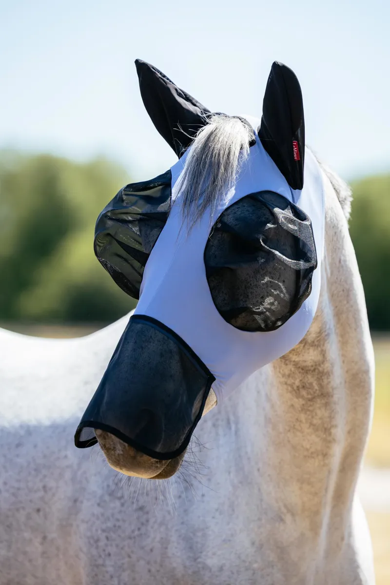LeMieux Bug Relief Full Fly Mask in Powder Blue-2