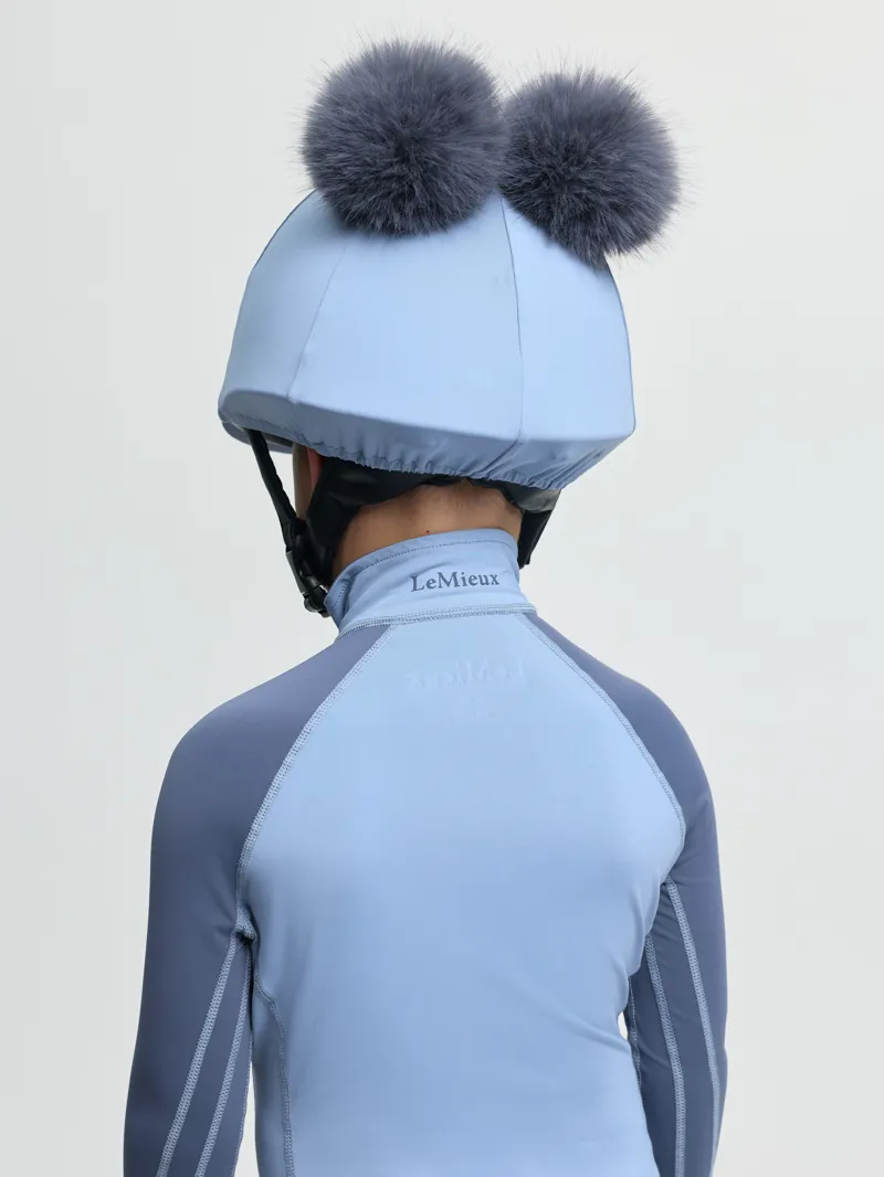 LeMieux Mini Double Pom Hat Silk One Size in Powder Blue-1