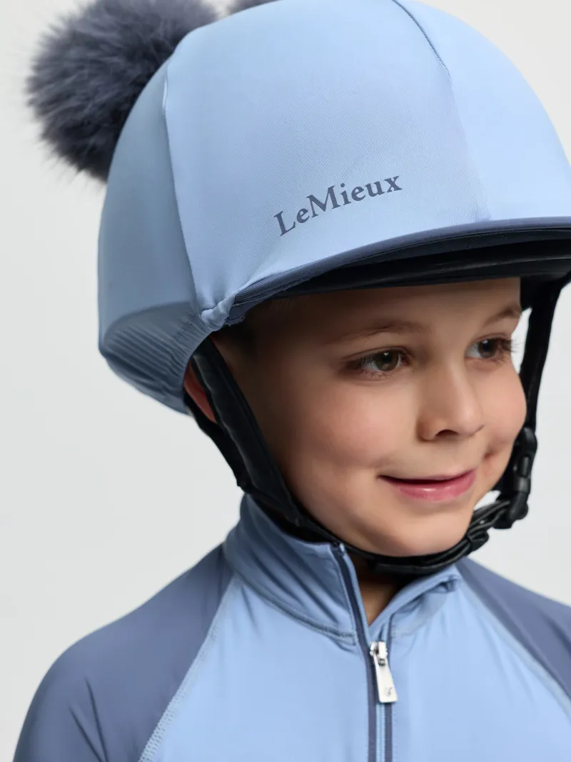 LeMieux Mini Double Pom Hat Silk One Size in Powder Blue-3