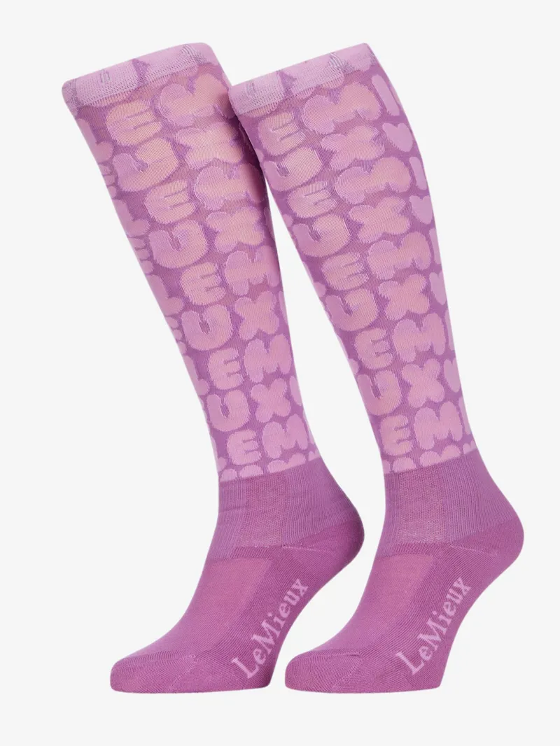 LeMieux Bubble Font Footsie Socks in Fondant