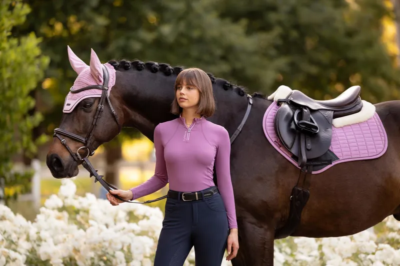 LeMieux Merino+ Suede Close Contact Square in Fondant-3