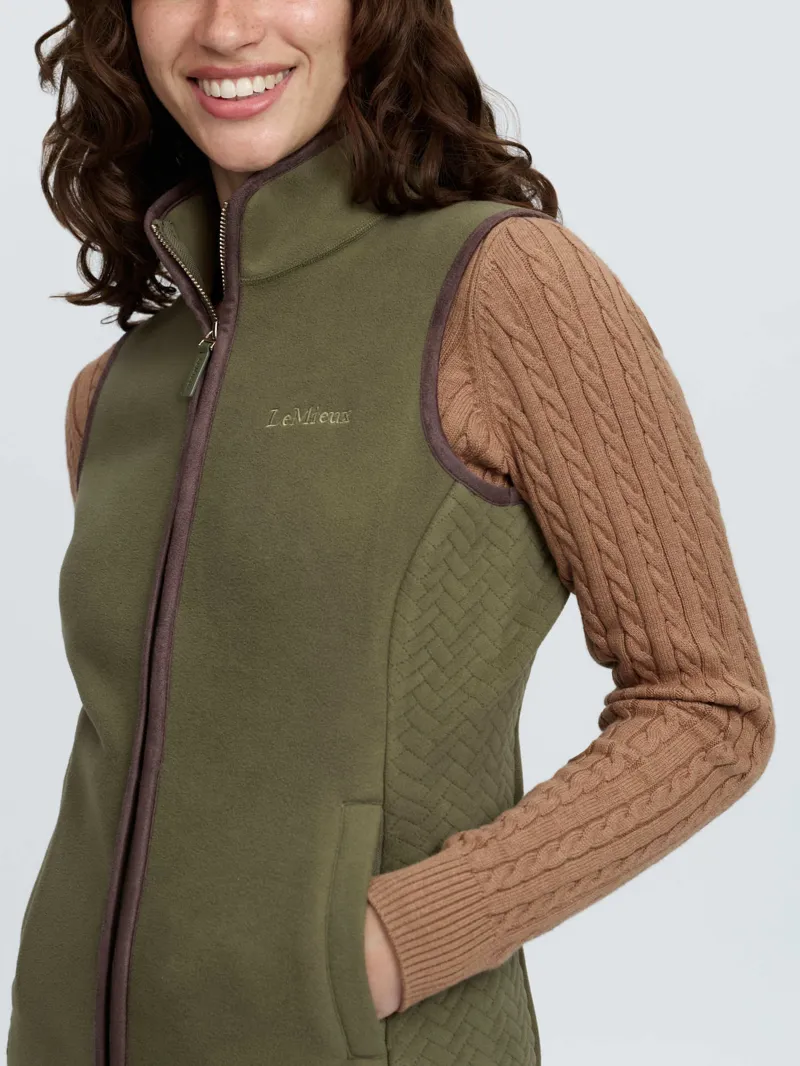 LeMieux Frankie Fleece Gilet in Willow Green-2