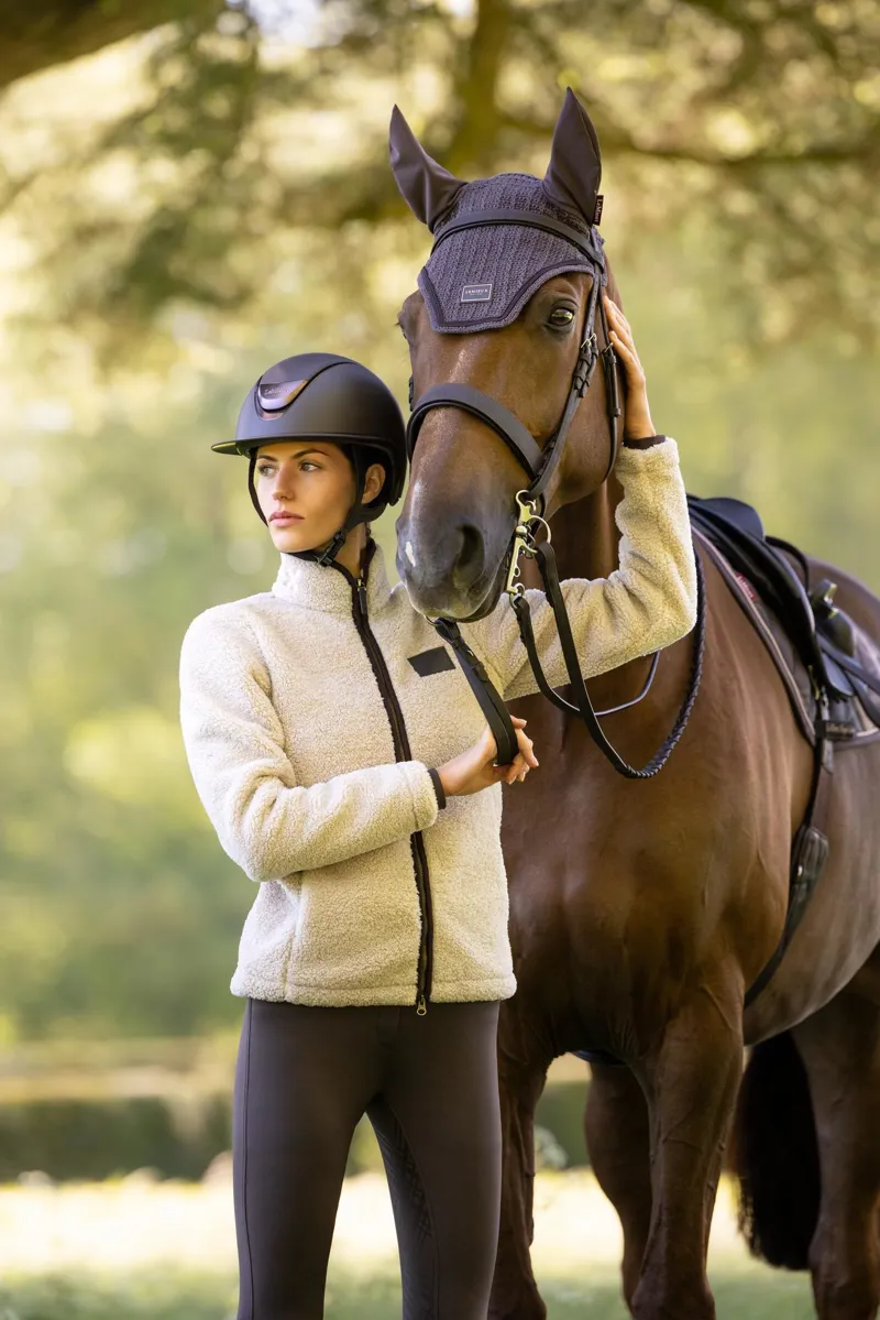 LeMieux Heritage Borg Ladies Zip Through Jacket Stone-4