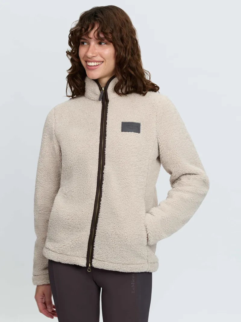LeMieux Heritage Borg Ladies Zip Through Jacket Stone-1