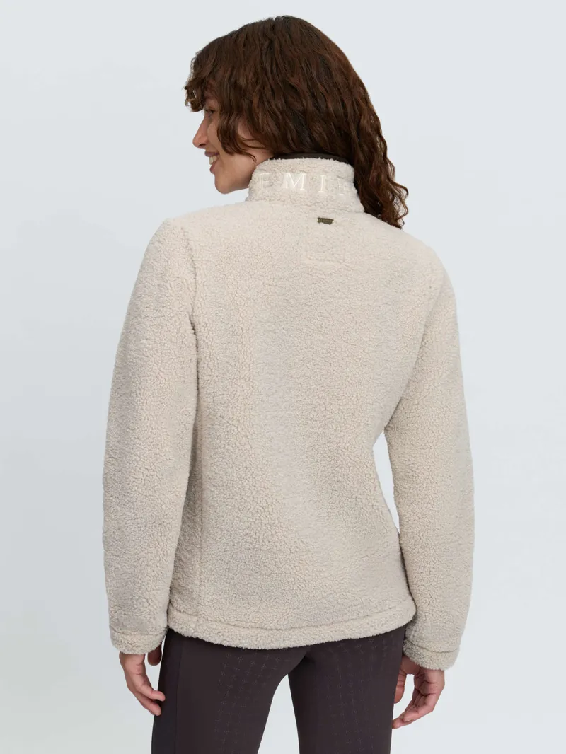 LeMieux Heritage Borg Ladies Zip Through Jacket Stone-2