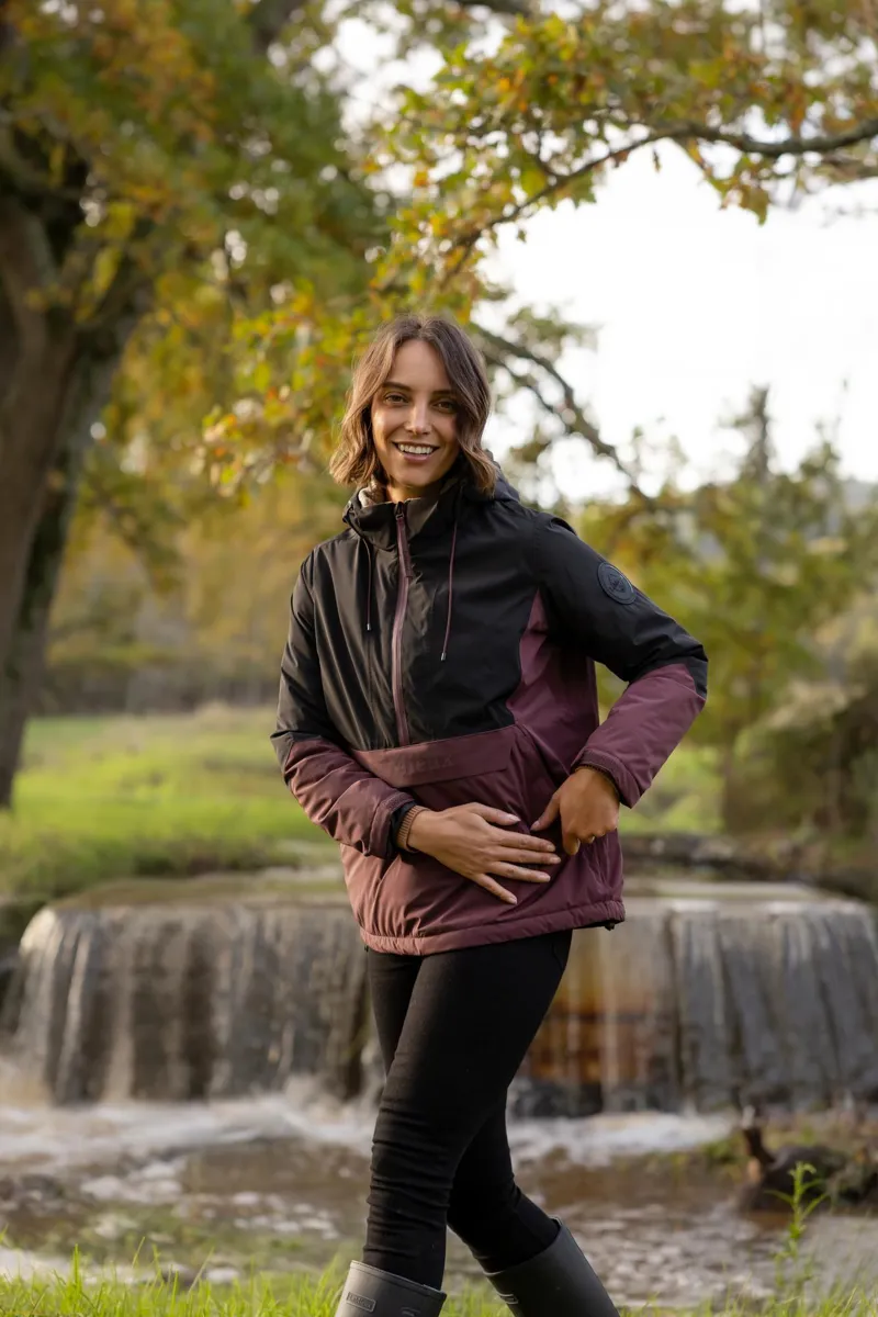 LeMieux Phoebe Half Zip Waterproof Anorak in Black and Bramble-5