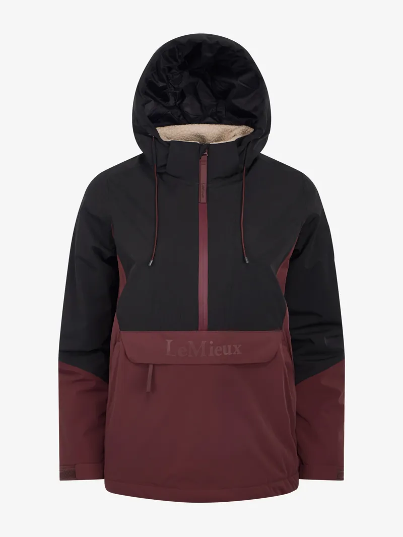 LeMieux Phoebe Half Zip Waterproof Anorak in Black and Bramble