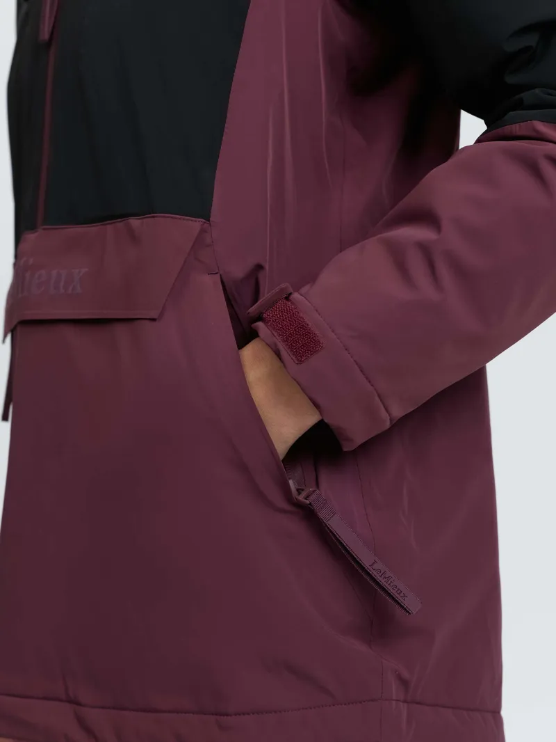 LeMieux Phoebe Half Zip Waterproof Anorak in Black and Bramble-3