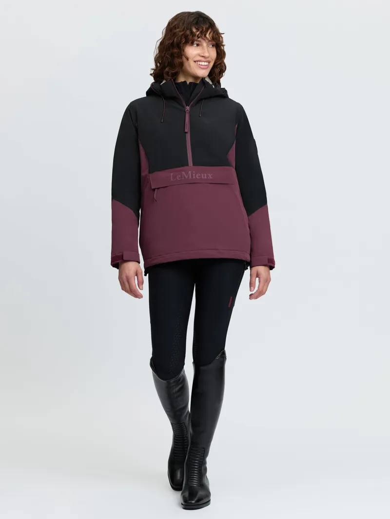 LeMieux Phoebe Half Zip Waterproof Anorak in Black and Bramble-4