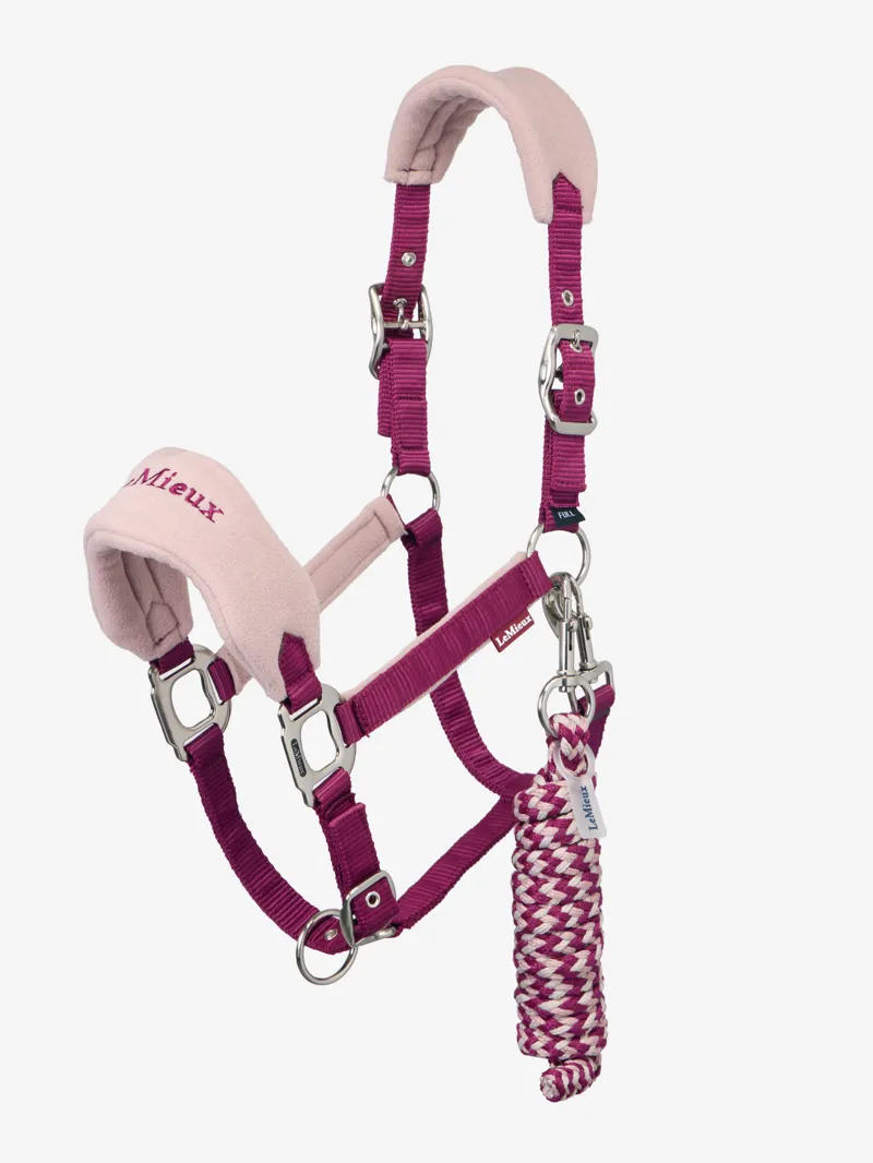 LeMieux Mini Vogue Headcollar and Leadrope in Blackberry and Wild Rose