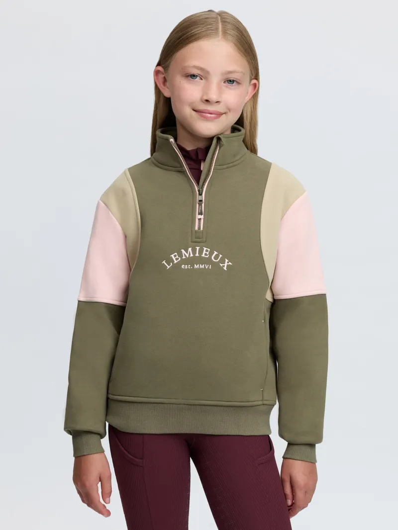 LeMieux Young Rider Viola Quarter Zip Sweat in Willow Green-1