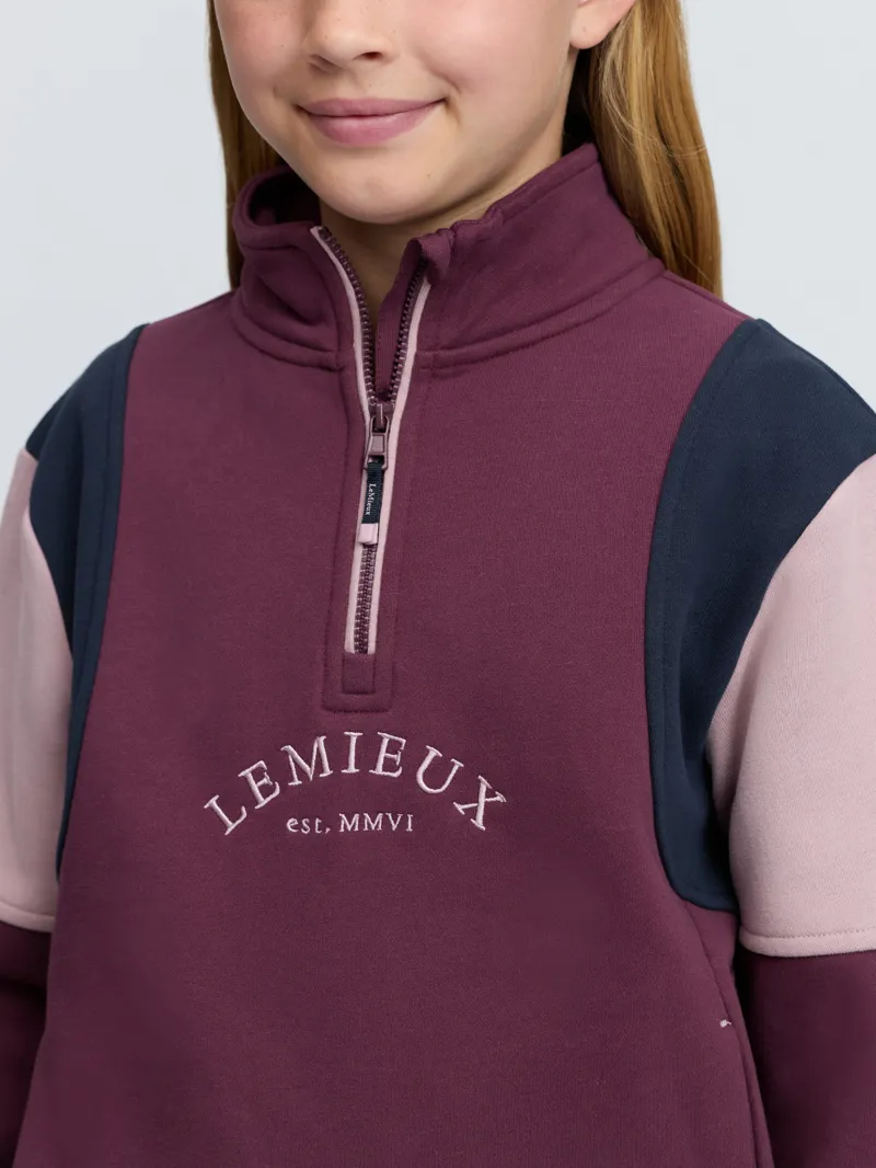 LeMieux Young Rider Viola Quarter Zip Sweat in Bramble-3