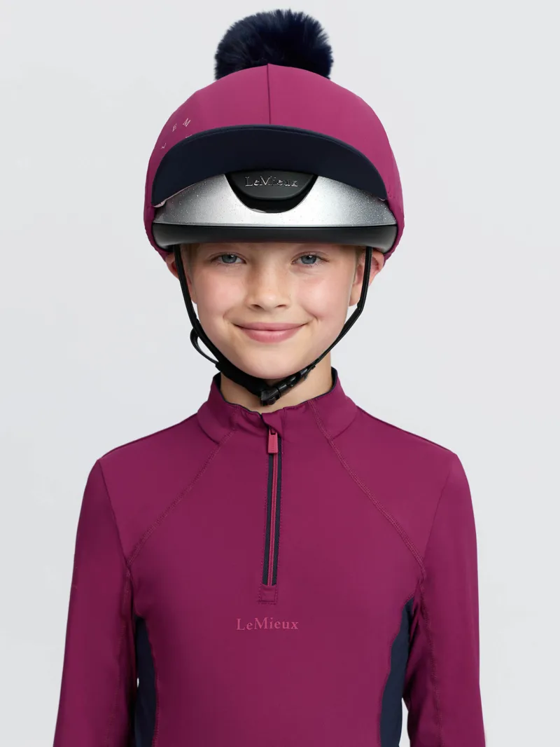 LeMieux Classique Pom Hat Silk in Blackberry-2
