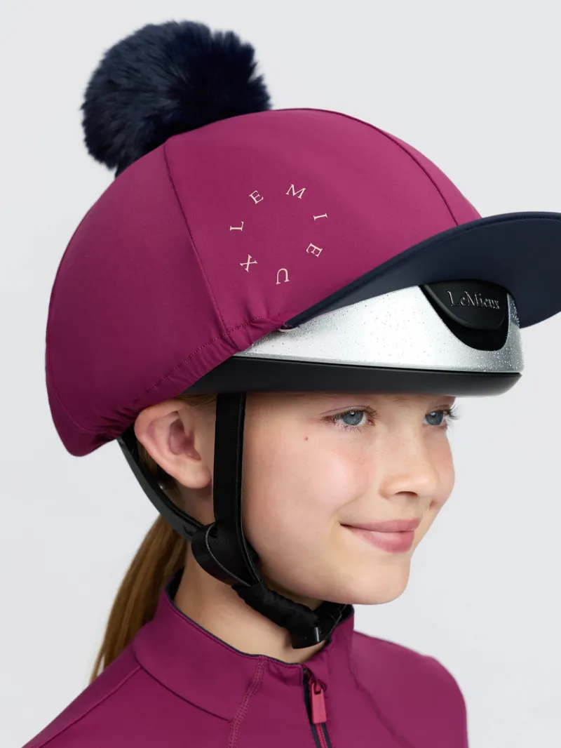 LeMieux Classique Pom Hat Silk in Blackberry-3