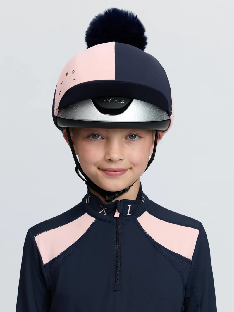 LeMieux Harlequin Hat Silk in Navy and Petal-2