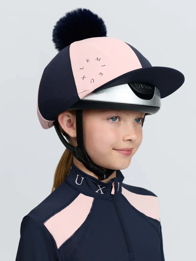 LeMieux Harlequin Hat Silk in Navy and Petal-4