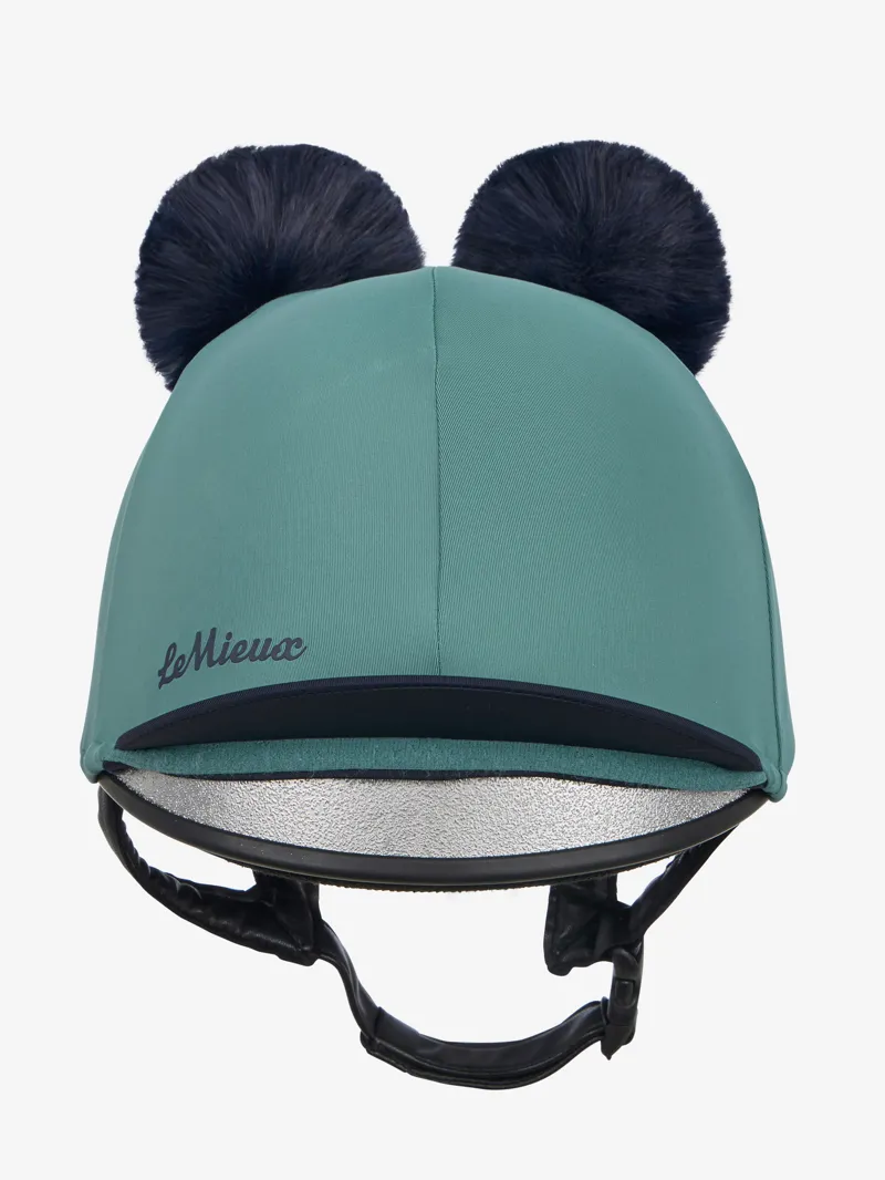 LeMieux Mini Double Pom Hat Silk in Navy and Aloe