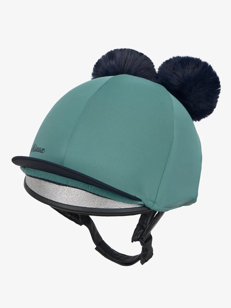 LeMieux Mini Double Pom Hat Silk in Navy and Aloe-1