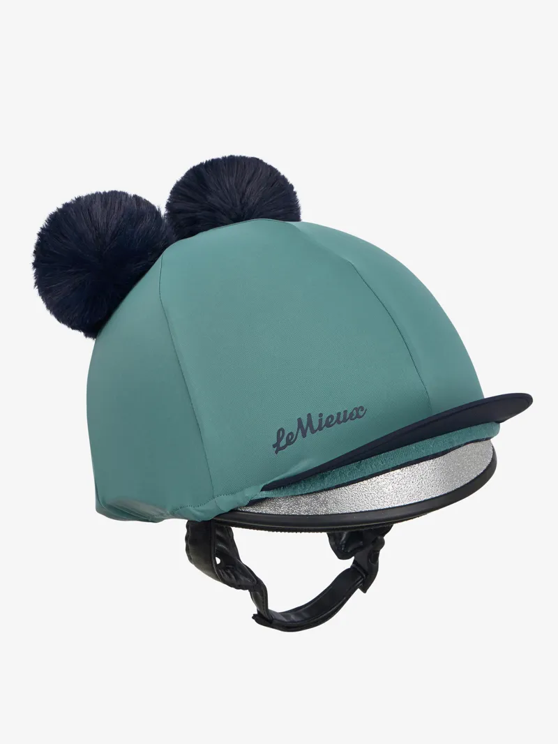 LeMieux Mini Double Pom Hat Silk in Navy and Aloe-2
