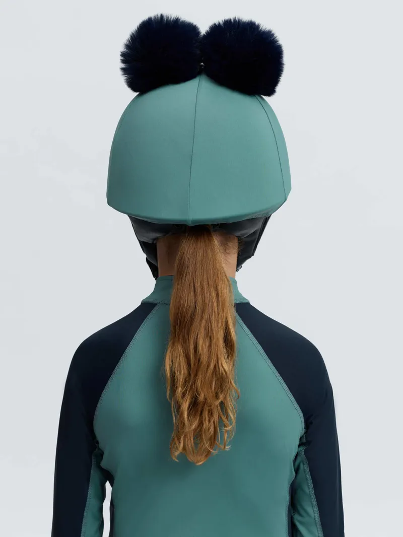 LeMieux Mini Double Pom Hat Silk in Navy and Aloe-5