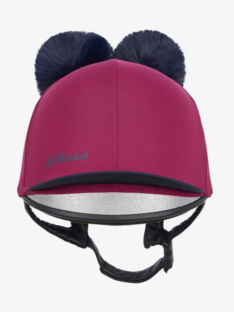 LeMieux Mini Double Pom Hat Silk in Blackberry
