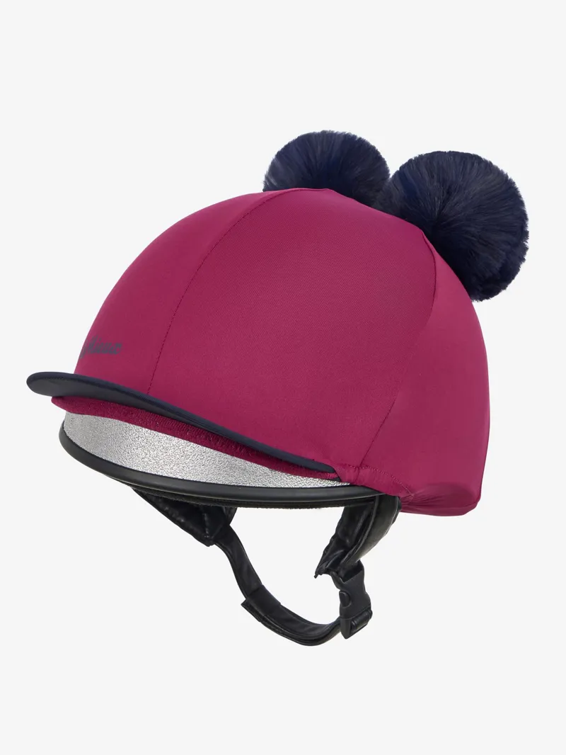 LeMieux Mini Double Pom Hat Silk in Blackberry-1