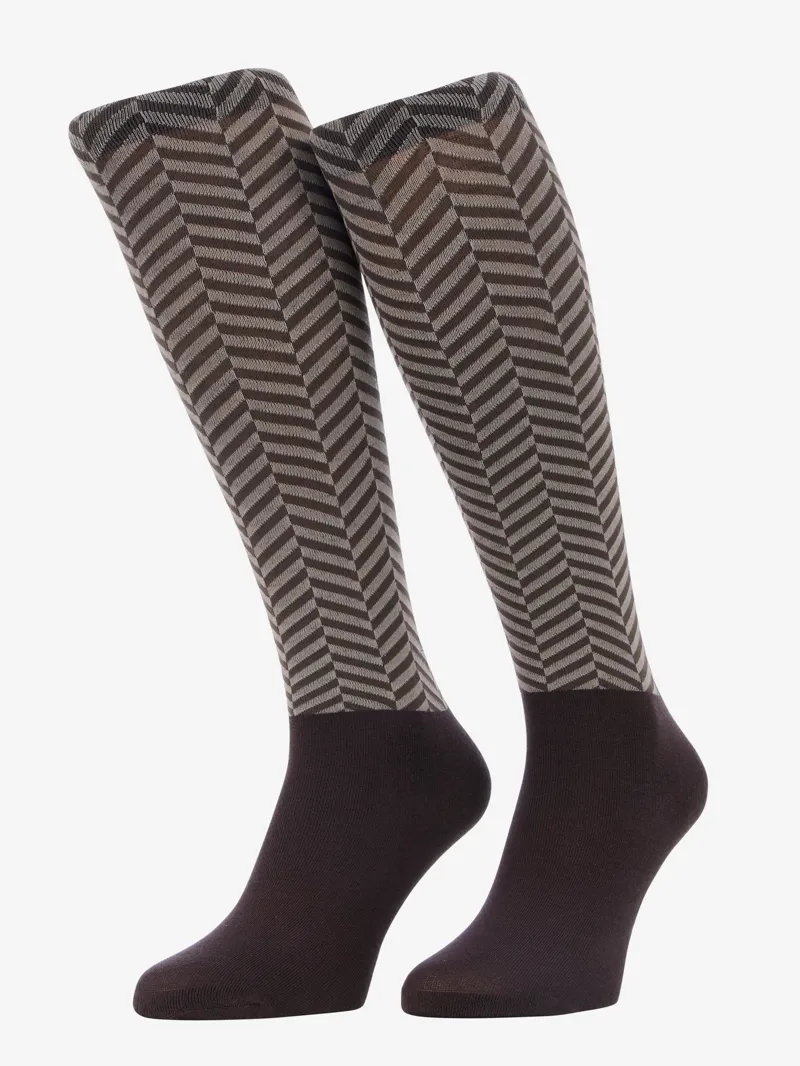 LeMieux Heritage Footsie Socks Herringbone Cocoa