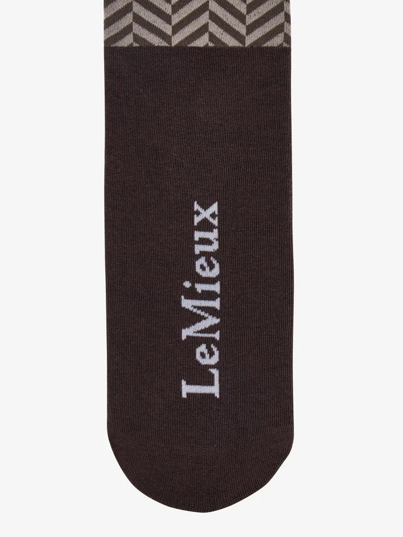 LeMieux Heritage Footsie Socks Herringbone Cocoa-3