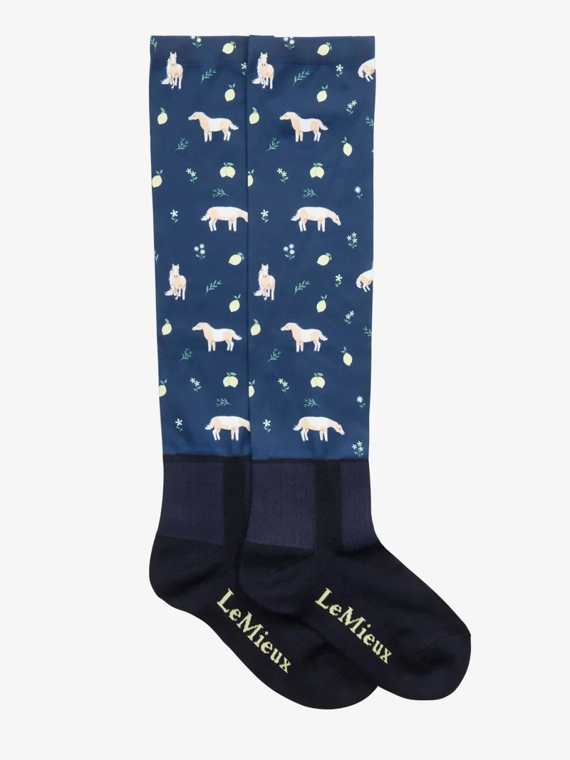 LeMieux Footsie Socks in Lemon Navy-1