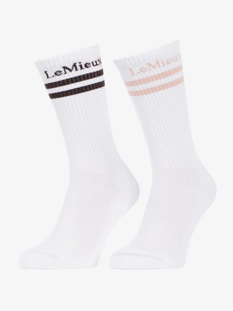 LeMieux High Crew Socks 2 Pack White